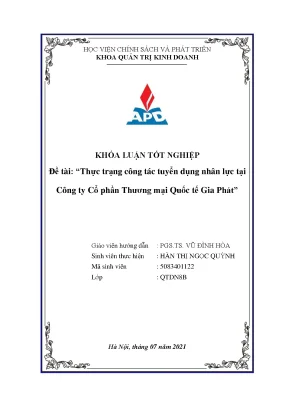 Luận văn tốt nghiệp thực trạng công tác tuyển dụng nhân lực tại công ty cổ phần thương mại quốc tế gia phát
