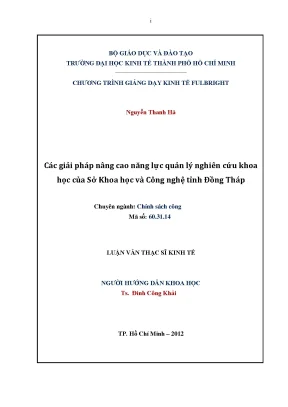 Luận văn thạc sĩ các giải pháp nâng cao năng lực quản lý nghiên cứu khoa học của sở khoa học và công nghệ tỉnh đồng tháp