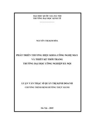 Luận văn thạc sĩ phát triển thương hiệu khoa công nghệ may và thiết kế thời trang trường đại học công nghiệp hà nội