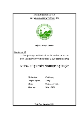 Luận văn tốt nghiệp tiếp cận thị trường và phân phối sản phẩm của công ty cp thuốc thú y svt thái dương