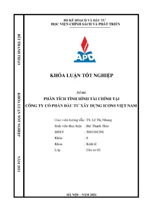 Luận văn tốt nghiệp phân tích tình hình tài chính tại công ty cổ phần đầu tư xây dựng icons việt nam