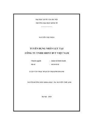Luận văn thạc sĩ tuyển dụng nhân lực tại công ty tnhh shint bvt việt nam