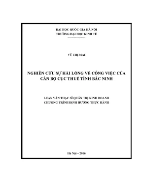 Luận văn thạc sĩ nghiên cứu sự hài lòng về công việc của cán bộ cục thuế tỉnh bắc ninh
