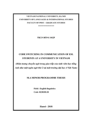 Luận văn thạc sĩ code switching in communication of esl students at a university in vietnam