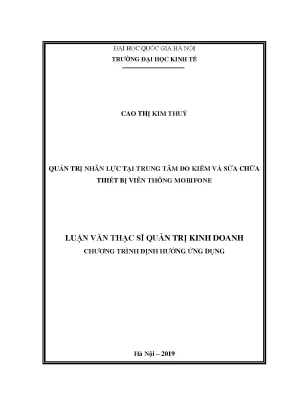 Luận văn thạc sĩ quản trị nhân lực tại trung tâm đo kiểm và sửa chữa thiết bị viễn thông mobifone