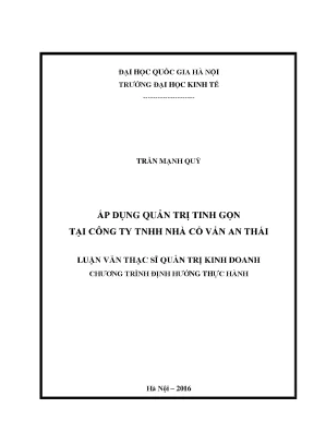 Luận văn thạc sĩ áp dụng quản trị tinh gọn tại công ty tnhh nhà cố vấn an thái