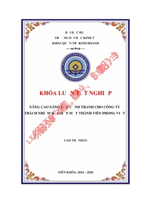 Luận văn tốt nghiệp nâng cao năng lực cạnh tranh cho công ty trách nhiệm hữu hạn một thành viên phong việt
