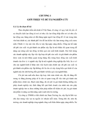 Luận án kế toán chi phí sản xuất và tính giá thành sản phẩm xây lắp tại công ty trách nhiệm hữu hạn cơ khí chính xác nam trường an