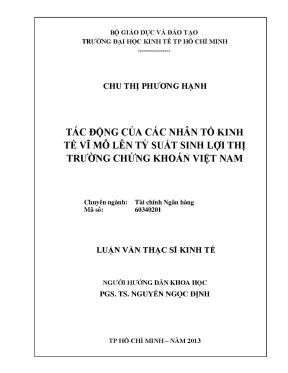 Luận văn thạc sĩ tác động của các nhân tố kinh tế vĩ mô lên tỷ suất sinh lợi thị trường chứng khoán việt nam luận văn thạc sĩ