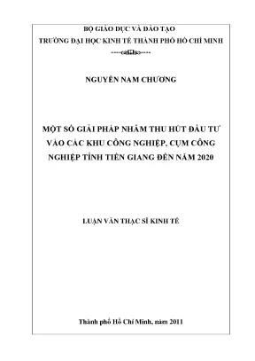 Luận văn thạc sĩ một số giải pháp nhằm thu hút đầu tư vào các khu công nghiệp cụm công nghiệp tỉnh tiền giang luận văn thạc sĩ