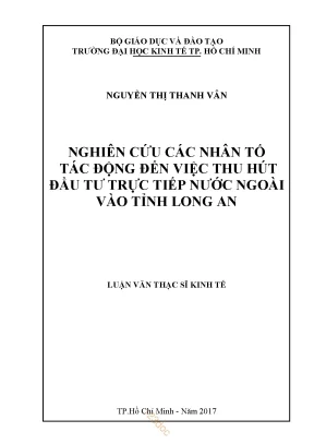 Luận văn thạc sĩ nghiên cứu các nhân tố tác động đến việc thu hút đầu tư trực tiếp nước ngoài vào tỉnh long an