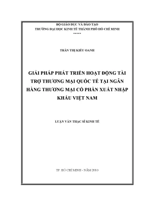 Luận văn thạc sĩ giải pháp phát triển hoạt động tài trợ thương mại quốc tế tại ngân hàng thương mại cổ phần xuất khẩu việt nam