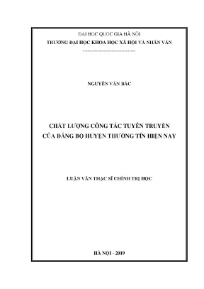 Luận văn thạc sĩ chất lượng công tác tuyên truyền của đảng bộ huyện thường tín hiện nay