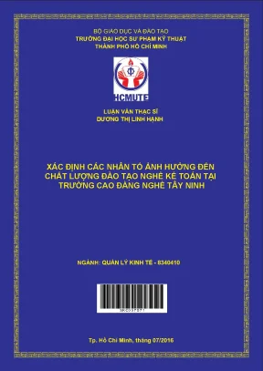 Luận văn thạc sĩ hcmute xác định nhân tố ảnh hưởng đến chất lượng đào tạo nghề kế toán tại trường cao đăng nghề tây ninh