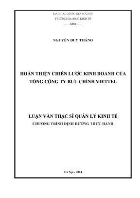 Luận văn thạc sĩ hoàn thiện chiến lược kinh doanh của tổng công ty bưu chính viettel