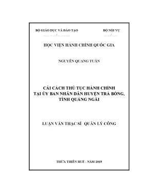 Luận văn thạc sĩ cải cách thủ tục hành chính tại ủy ban nhân dân huyện trà bồng tỉnh quảng ngãi