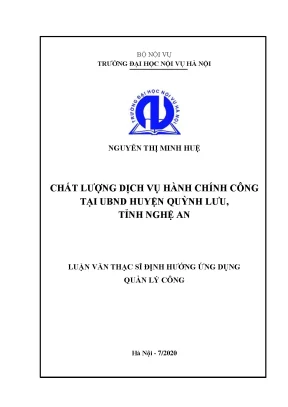 Luận văn thạc sĩ chất lượng dịch vụ hành chính công tại ubnd huyện quỳnh lưu tỉnh nghệ an