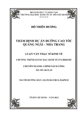 Luận văn thạc sĩ thẩm định dự án đường cao tốc quảng ngãi nha trang