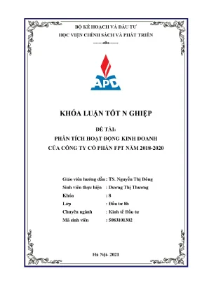 Luận văn tốt nghiệp phân tích hoạt động kinh doanh của công ty cổ phần fpt năm 2018 2020