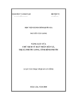 Luận văn thạc sĩ năng lực của chủ tịch uỷ ban nhân dân xã ở thị xã phước long tỉnh bình phước