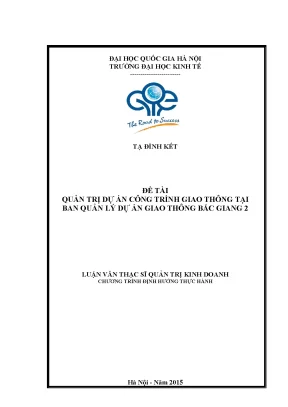 Luận văn thạc sĩ quản trị dự án công trình giao thông tại ban quản lý dự án giao thông bắc giang 2