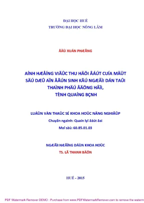 Luận văn thạc sĩ ảnh hưởng việc thu hồi đất của một số dự án đến sinh kế người dân tại thành phố đồng hới tỉnh quảng bình
