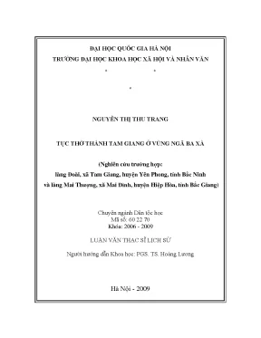 Luận văn thạc sĩ tục thờ thánh tam giang ở vùng ngã ba xà nghiên cứu trường hợp làng đoài xã tam giang huyện yên phong tỉnh bắc ninh và làng mai thượng xã mai đình