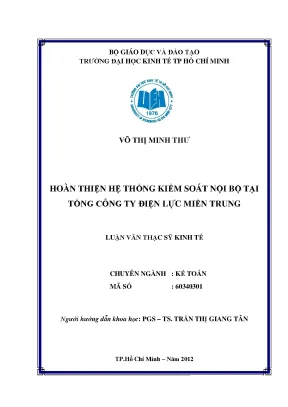 Luận văn thạc sĩ hoàn thiện hệ thống kiểm soát nội bộ tại tổng công ty điện lực miền trung luận văn thạc sĩ