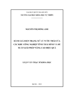 Luận văn thạc sĩ đánh giá hiện trạng xử lý nước thải của các khu công nghiệp tỉnh thái bình và đề xuất giải pháp nâng cao hiệu quả
