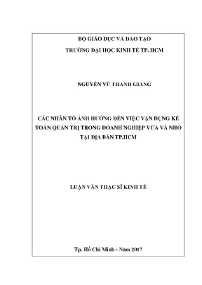 Luận văn thạc sĩ các nhân tố ảnh hưởng đến việc vận dụng kế toán quản trị trong doanh nghiệp tại địa bàn tp hcm