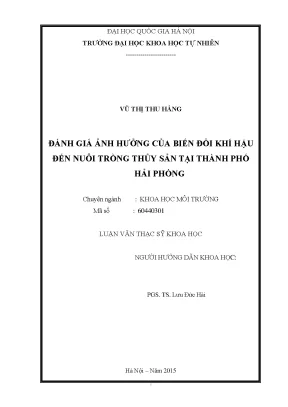 Luận văn thạc sĩ đánh giá ảnh hưởng của biến đổi khí hậu đến nuôi trồng thủy sản tại thành phố hải phòng