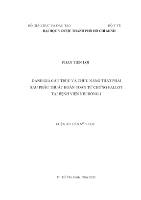 Luận án tiến sĩ đánh giá cấu trúc và chức năng thất phải sau phẫu thuật toàn bộ tứ chứng fallot tại bệnh viện nhi đồng 1