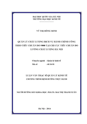 Luận văn thạc sĩ quản lý chất lượng dịch vụ hành chính công theo tiêu chuẩn iso 9000 tại chi cục tiêu chuẩn đo lường chất lượng hà nội
