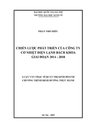 Luận văn thạc sĩ chiến lược phát triển của công ty cơ nhiệt điện lạnh bách khoa giai đoạn 2014 2018