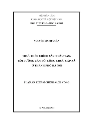 Luận văn thạc sĩ thực hiện chính sách đào tạo bồi dưỡng cán bộ công chức cấp xã ở thành phố hà nội
