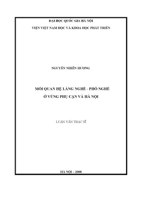 Luận văn thạc sĩ mối quan hệ làng nghề phố nghề ở vùng phụ cận và hà nội