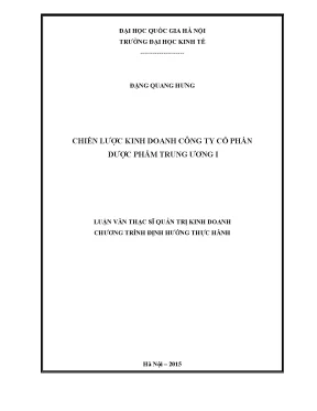 Luận văn thạc sĩ chiến lược kinh doanh công ty cổ phần dược phẩm trung ương i