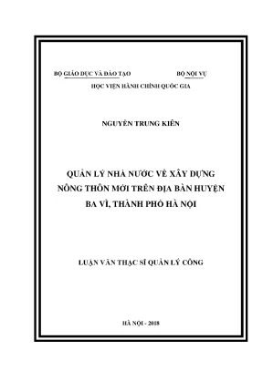 Luận văn thạc sĩ quản lý nhà nước về xây dựng nông thôn mới trên địa bàn huyện ba vì thành phố hà nội