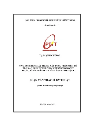 Luận văn thạc sĩ ứng dụng học máy trong xây dựng phần mềm hỗ trợ xác định tư thế ngồi chuẩn cho bác sỹ trung tâm chuẩn đoán hình ảnh bệnh viện k
