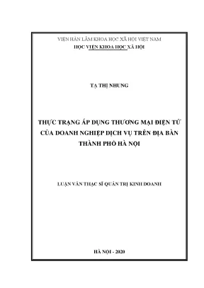Luận án tiến sĩ thực trạng áp dụng thương mại điện tử của doanh nghiệp dịch vụ trên địa bàn thành phố hà nội