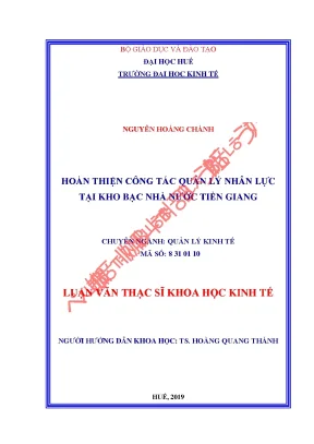 Luận văn thạc sĩ hoàn thiện công tác quản lý nhân lực tại kho bạc nhà nước tiền giang