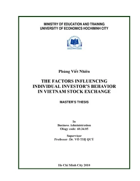 Luận văn thạc sĩ the factors influencing individual investors behavior in vietnam stock exchange