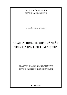 Luận văn thạc sĩ quản lý thuế thu nhập cá nhân trên địa bàn tỉnh thái nguyên