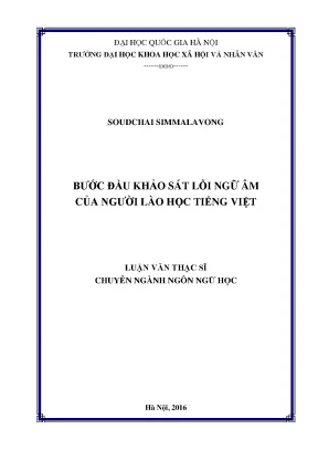 Luận văn thạc sĩ bước đầu khảo sát lỗi ngữ âm của sinh viên lào học tiếng việt