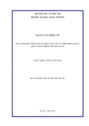 Luận văn thạc sĩ chất lượng hoạt động cung ứng dịch vụ của công ty tnhh thương mại và dịch vụ đường không viễn đông hà nội