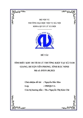 Luận văn tốt nghiệp tìm hiểu khu di tích lý thường kiệt tại xã tam giang huyện yên phong tỉnh bắc ninh
