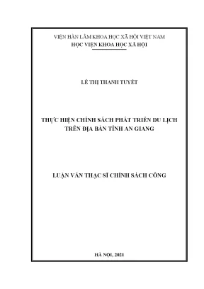 Luận văn thạc sĩ thực hiện chính sách phát triển du lịch trên địa bàn tỉnh an giang