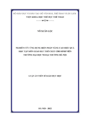 Luận án tiến sĩ nghiên cứu ứng dụng biện pháp nâng cao hiệu quả học tập môn giáo dục thể chất cho sinh viên trường đại học ngoại thương hà nội