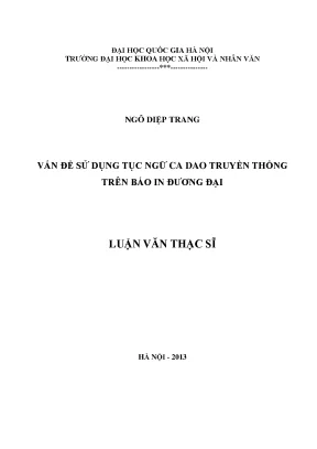Luận văn thạc sĩ vấn đề sử dụng tục ngữ ca dao truyền thống trên báo in đương đại