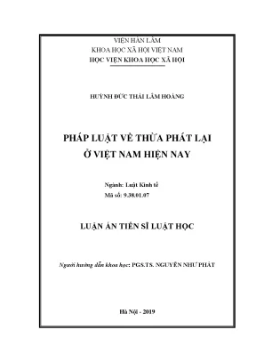Luận án tiến sĩ pháp luật về thừa phát lại ở việt nam hiện nay